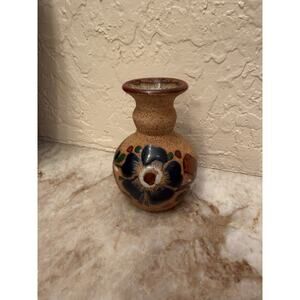 Vintage Tonala Mexico pottery art vase 4-1/2"